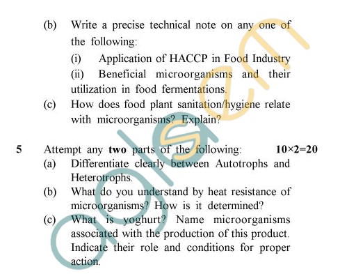 UPTU: B.Tech Question Papers - TFT-401 - Basic & Food Microbiology
