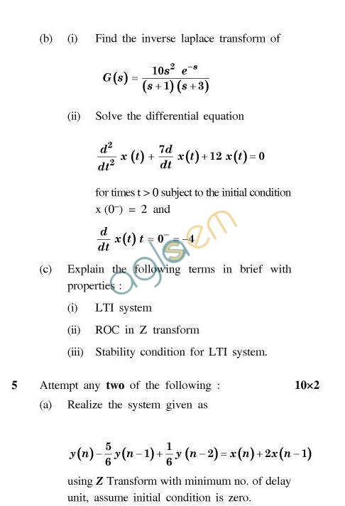 UPTU B.Tech Question Papers - TEC-402-Signals and Systems