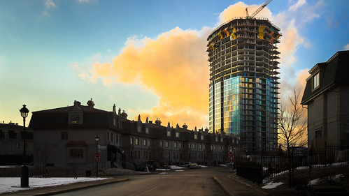 road street blue sky house canada building window glass lamp architecture clouds high construction quebec montreal wide stop tall rise residence condominium iledessoeurs 16x9 verdun nunsisland canoneos7d 2470lii