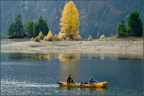 autumn lake yellow landscape canoe vancouverisland butlelake