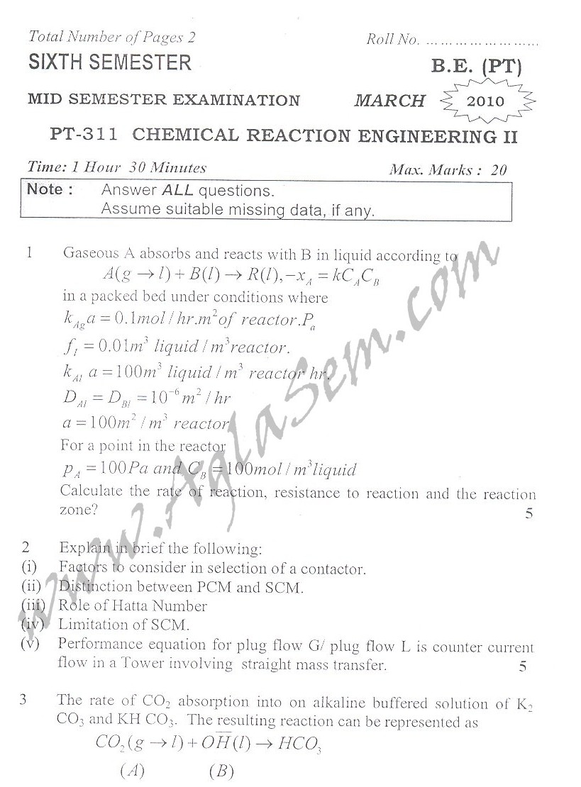 DTU Question Papers 2010  6 Semester - Mid Sem - PT-311