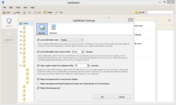 SafeWallet 3 Settings Screen Capture 570px