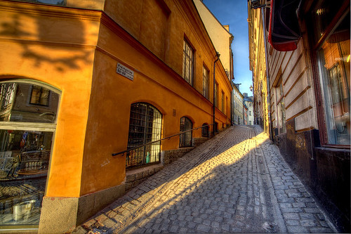street travel urban sunrise shadows sweden stockholm hdr