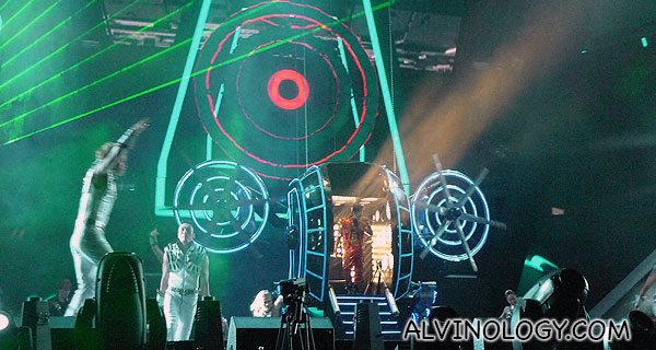 Jay Chou emerges from the centre capsule to kick-start the first song for the night 