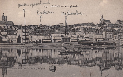 postcard cartepostale cartespostalesanciennes photograph hhamelin joigny france europe burgundy river boat reflection
