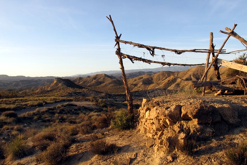 sunset fence spain sand rocks desert andalusia bushes tabernas