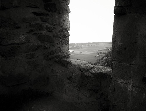 bw castle window monochrome mono ruins view sweden grain brahehus