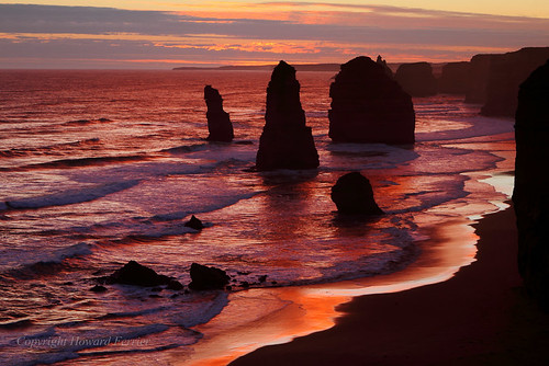 australia cliff coast crimson dusk ocean oceania pink portcampbellnp red southwest sunset twelveapostles victoria waves time southernocean