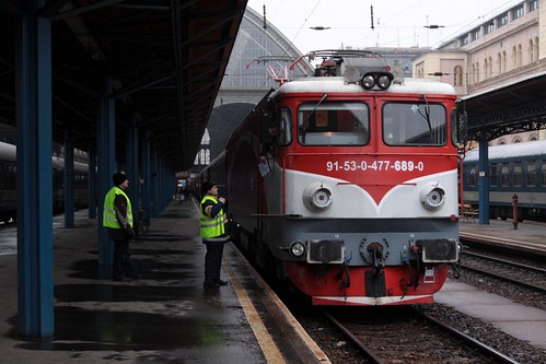 CFR supplied locomotive ready to lead our train east from Budapest to Romania