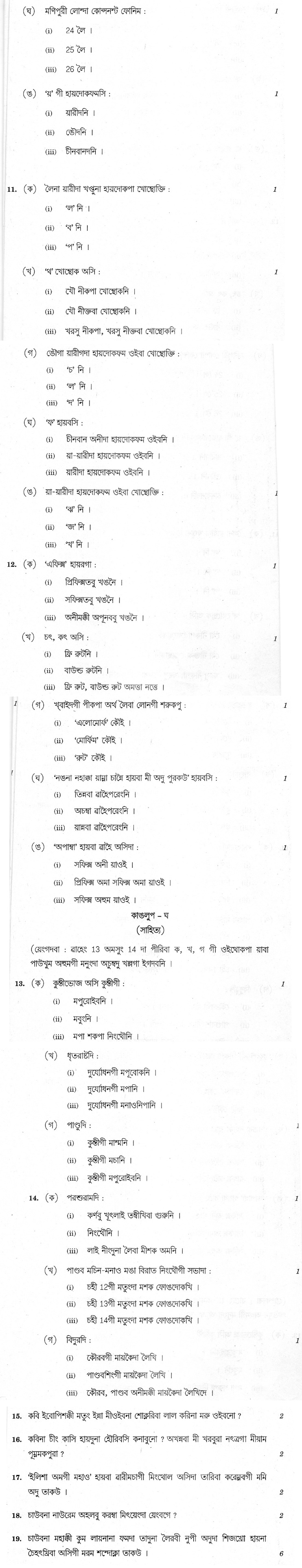 CBSE Class X Previous Year Question Papers 2012 Manipuri