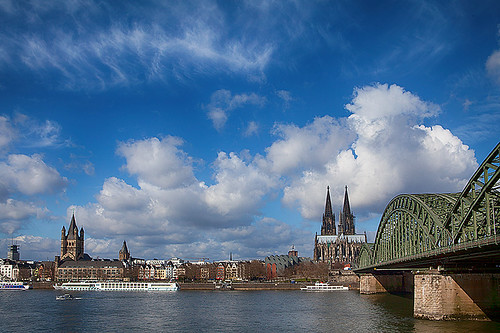 bridge sky cloud river germany cathedral cologne köln rhine hohenzollernbrücke