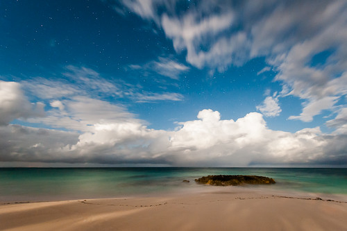 ocean sky beach water night clouds stars sand caribbean thebahamas rocksound southeleuthera