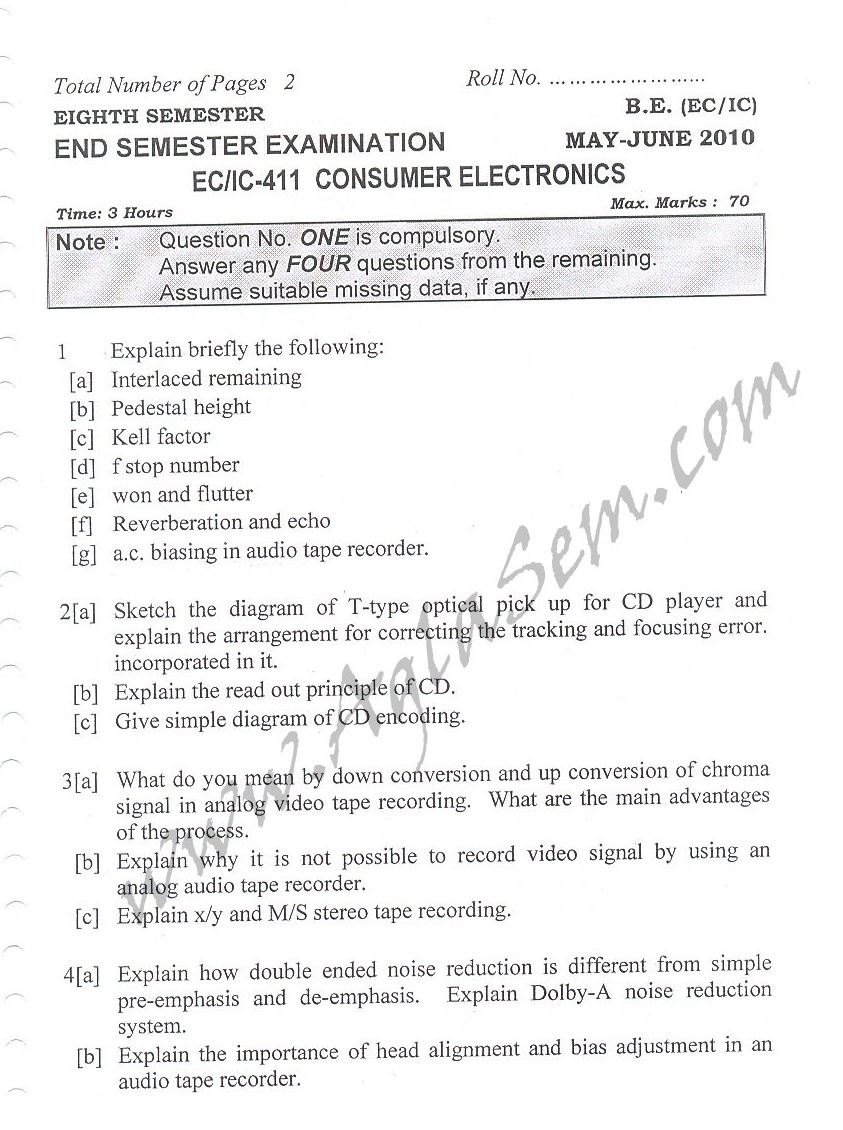 DTU Question Papers 2010  8 Semester - End Sem - EC-IC-411