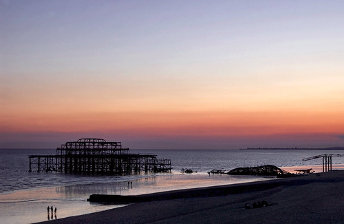 old uk sunset sea england sky seascape abandoned beach pier ruins brighton colours dusk horizon