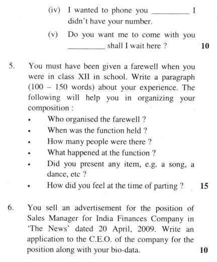 DU SOL B.A. Programme Question Paper - English C - Paper IX 