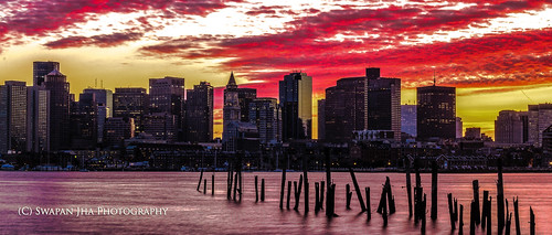 sunset usa colors boston skyline canon skyscrapers dusk atlantic atlanticocean eastcoast beantown bostonskyline eastboston bostonharbor canon60d swapanjha