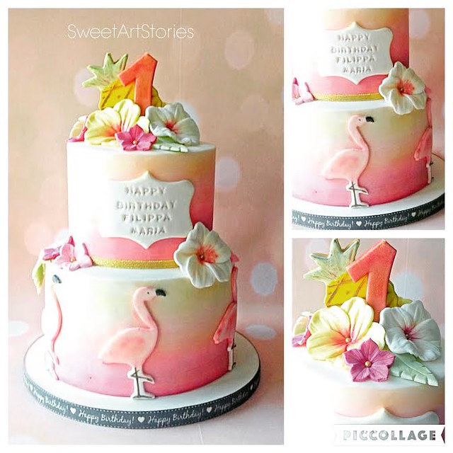 Flamingo Themed Cake by Olga Varitimidou of SWEETARTSTORIES