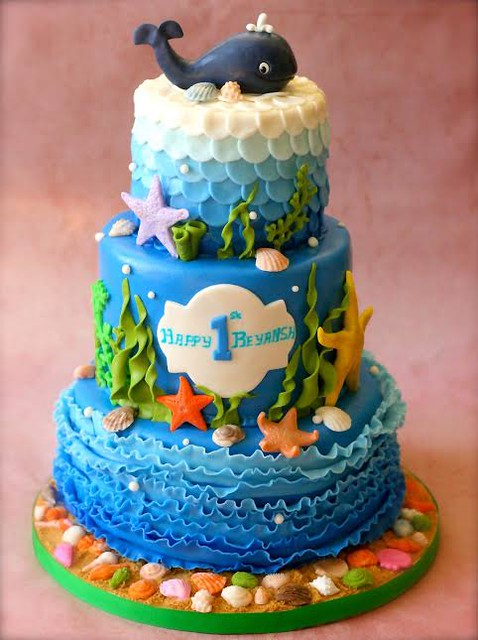 Under the Sea Theme Cake by Sandhya of SprinkleSpark, LLC