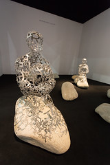 “Installation by Jaume Plensa (b. 1955): Islands, 2012. (stainless steel and stone)” / Richard Gray Gallery / Art Basel Hong Kong 2013 / SML.20130523.6D.13867