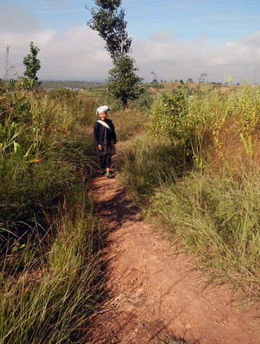 A woman on the path on our Inle Lake trek in Myanmar