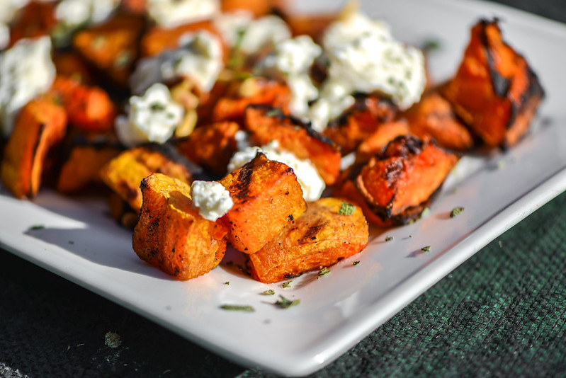Grilled Butternut Squash with Fresh Ricotta, Pine Nuts, and Sage