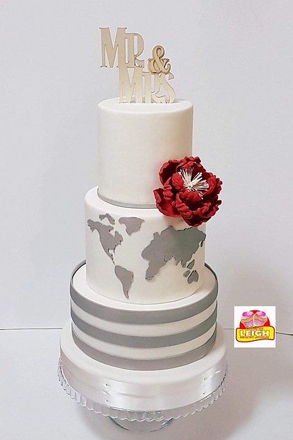 Wedding Cake for a Couple Who Loves to Travel by Cakes by Leigh
