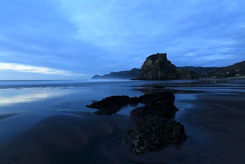 sunset newzealand landscape coast auckland nz bluehour piha