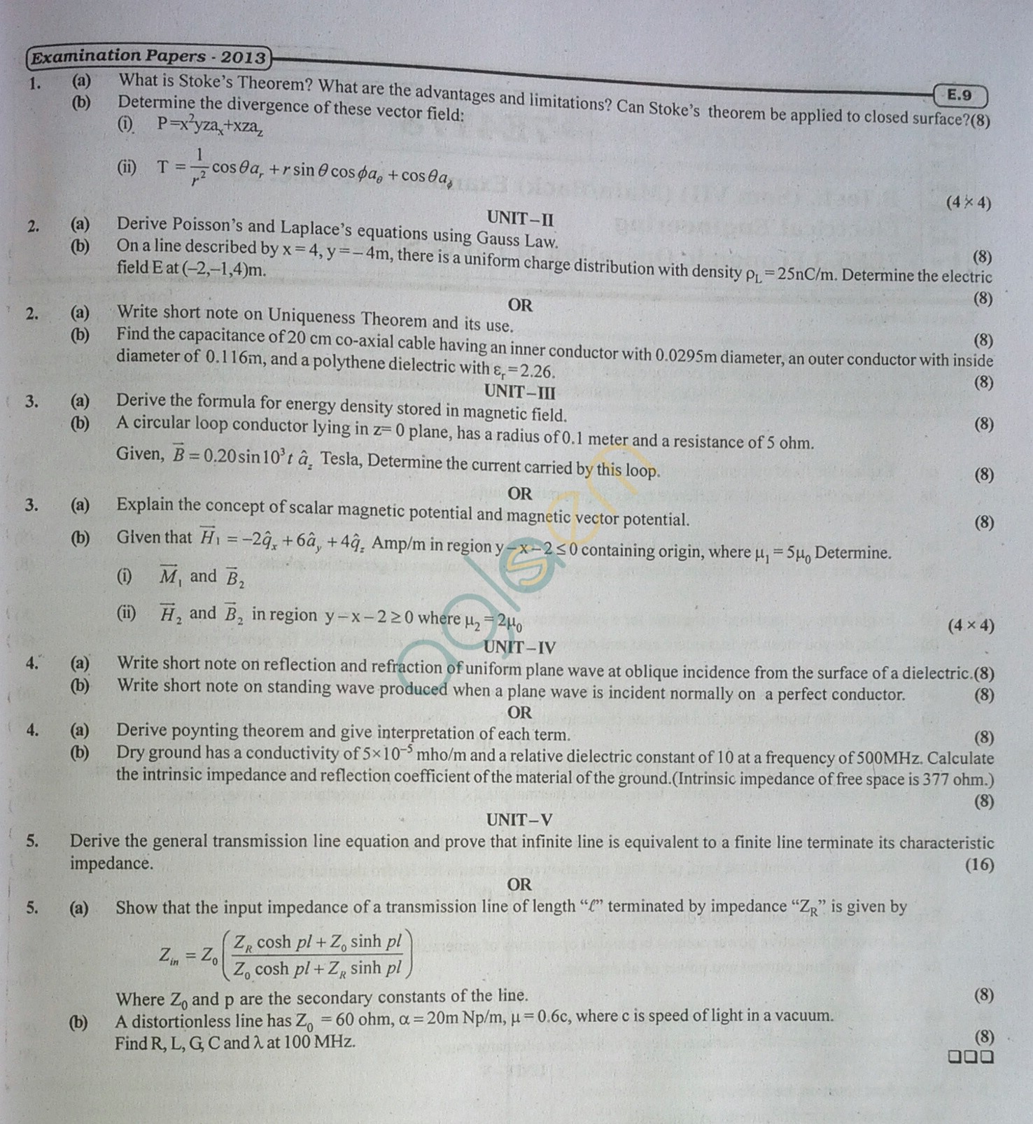 RTU: Question Papers 2013 - 7 Semester - EE - 7E4176