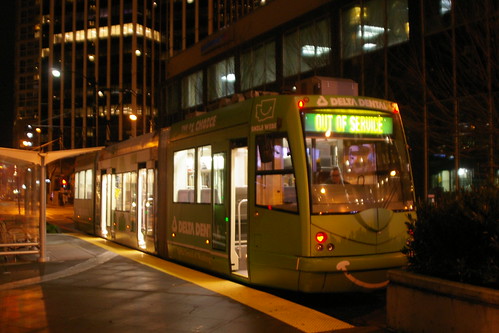 King County Metro Streetcar in Westlake Hub, Seattle, Washington, United States /Dec 28, 2014