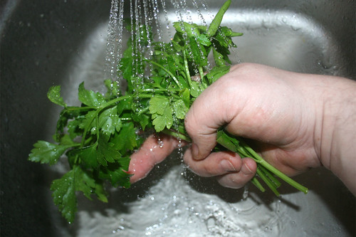 19 - Petersilie waschen / Wash parsley