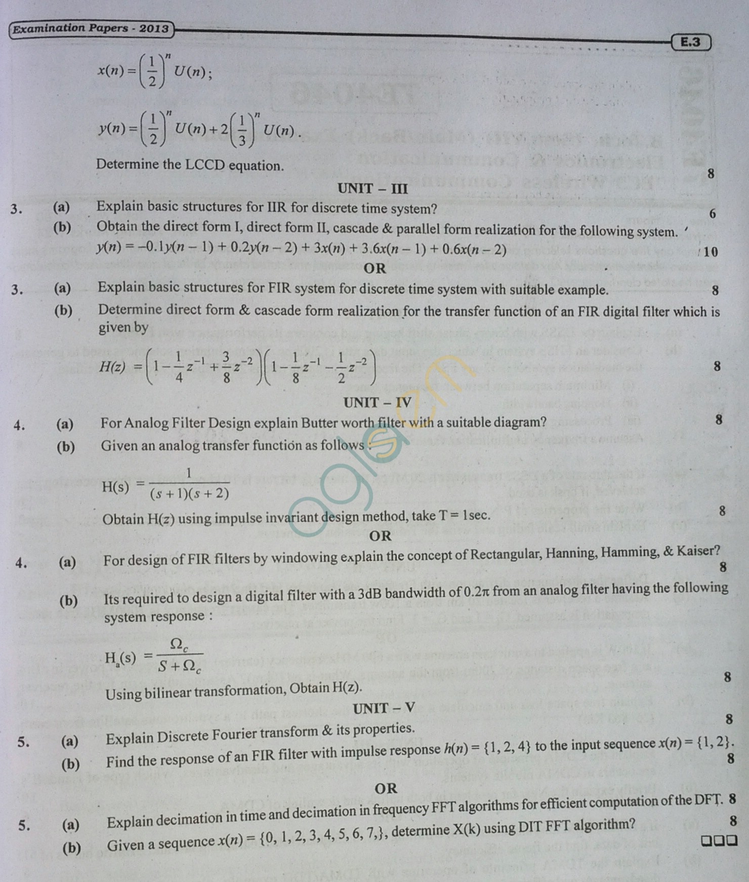 RTU: Question Papers 2013 - 7 Semester - EC - 7E4045
