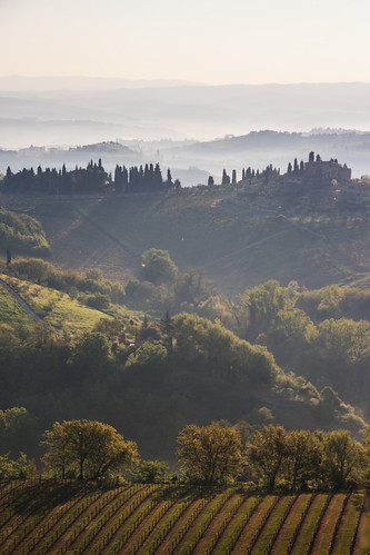 morning italien italy landscape haze italia hill tuscany sangimignano toscana morgen toskana dunst