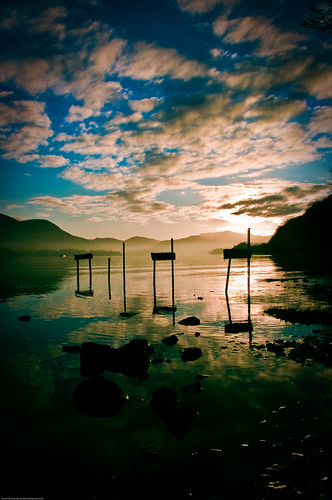 sunset silhouette clouds reflections lakes lakedistrict ullswater