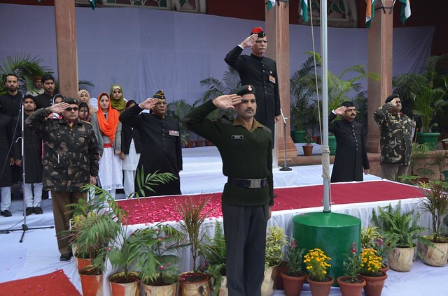 AMU VC and PVC taking guard of honour on Republic Day