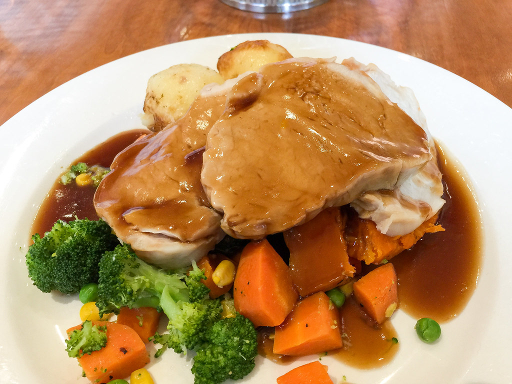 Roast pork lunch at Sandown Park Hotel