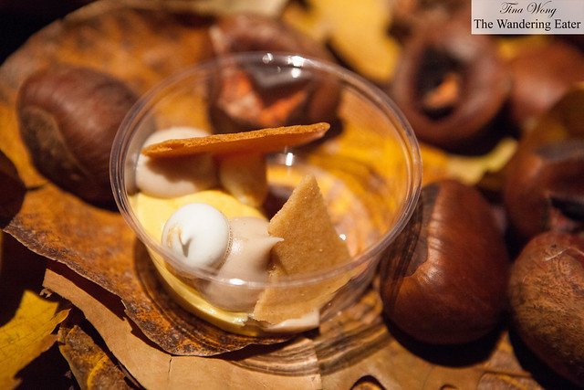 Sweet potato custard with pain d.epices and chestnuts by Nomad
