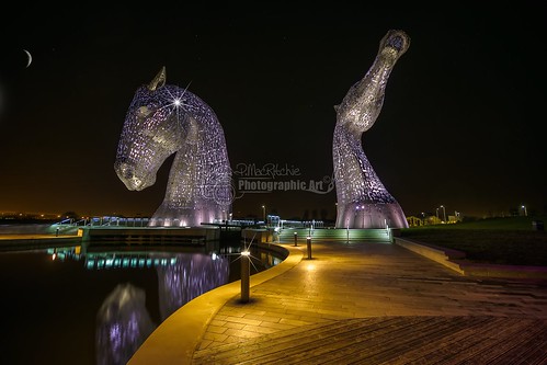 park horses sculpture reflection andy water statue metal scott scotland clyde boat canal scottish forth scot helix barge falkirk kelpies