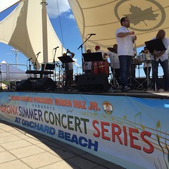 Getting ready to start today's concert at #orchardbeach #bronx. Come check it out! #bronxbp #nyc #music #salsa