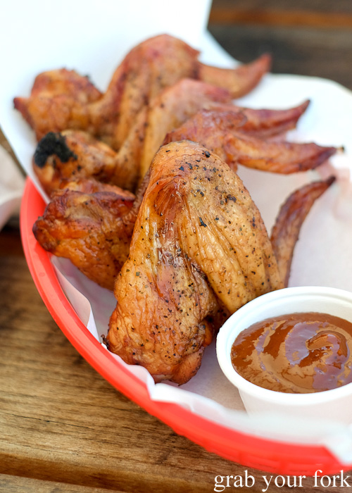 Smoked chicken wings at Vic's Meat Market at Sydney Fish Market, Pyrmont