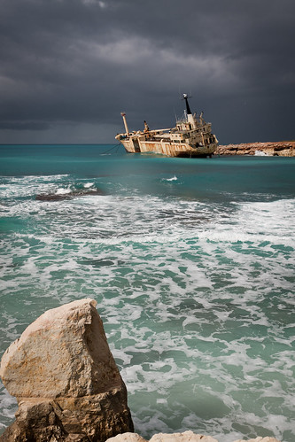 camera winter sea sky cloud seascape classic abandoned beach water rain rock clouds canon eos coast boat decay cyprus wideangle handheld f8 mediterraneansea paphos pafos 24105 eos40d