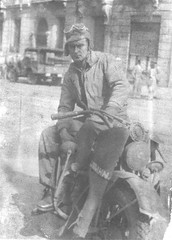 Leon E. Smith in North Africa on a Motorcycle, WWII, 1943