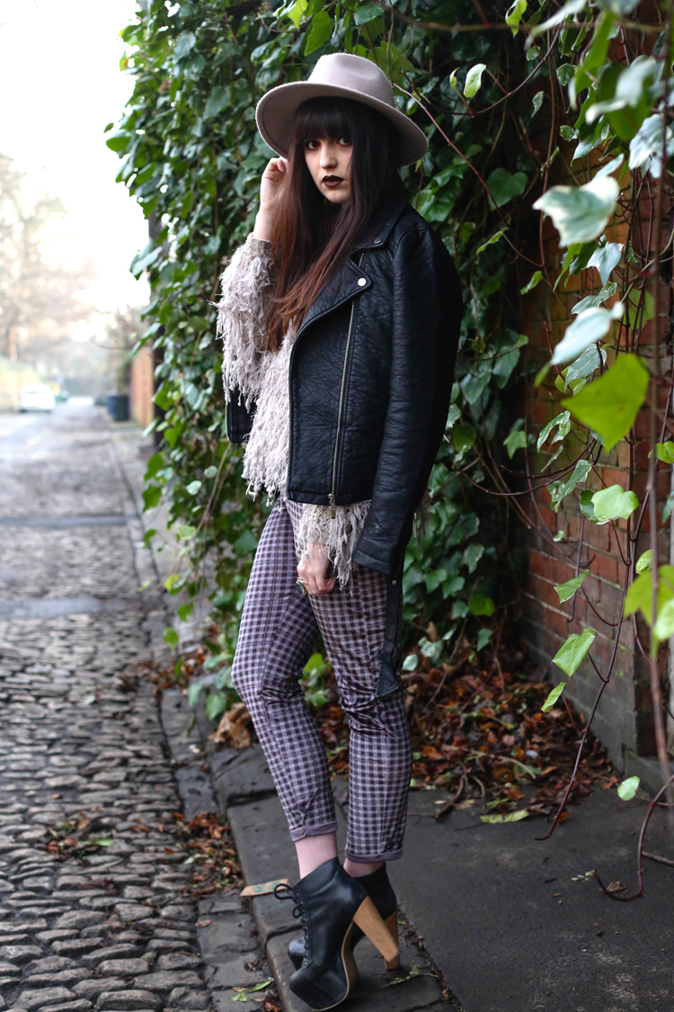 Gingham trousers, pretty little thing, jeffrey campbell litas