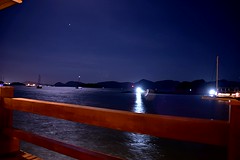 #Night #sea #view #Malaysia #2015 #Nikon #Travel #Langkawi #Island #Light #Moon #boat #Reflection #LazyShutter