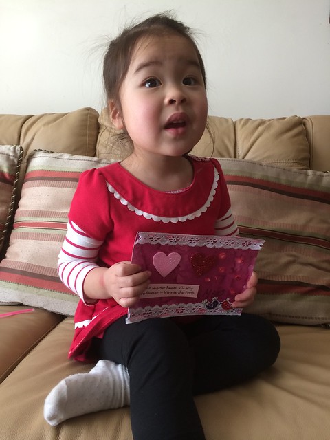 Mio with her Valentine's card for us