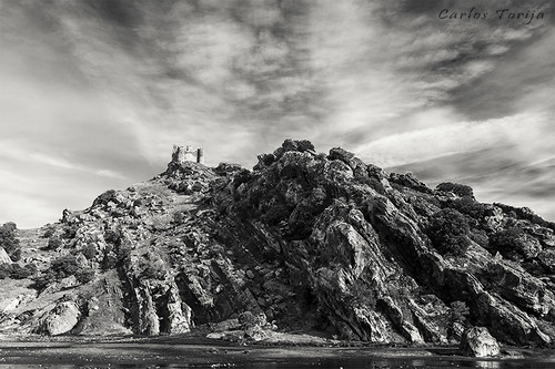 bw españa castle rock landscape spain rocks guadalajara paisaje bn castillo roca rocas castilla ribadesantiuste carlostorija