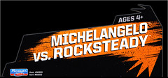 Nickelodeon  TEENAGE MUTANT NINJA TURTLES :: Goodie vs. Baddie Twin Pack; "MICHELANGELO vs.  ROCKSTEADY" / ..card insert (( 2015 ))  [[ Courtesy of Hero ]]