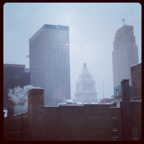 Another cold and snowy morning in downtown Cincinnati...