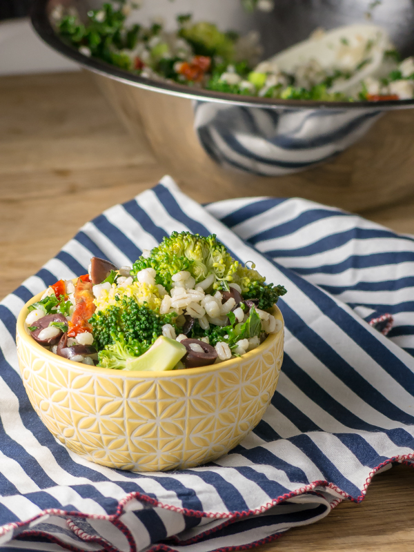 Mediterranean Broccoli and Barley Salad | www.infinebalance.com #salad #recipe #vegan