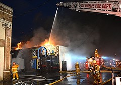 Firefighters Save Multiple Businesses at DTLA Pallet Yard Fire