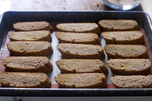 gingerbread biscotti, cooling